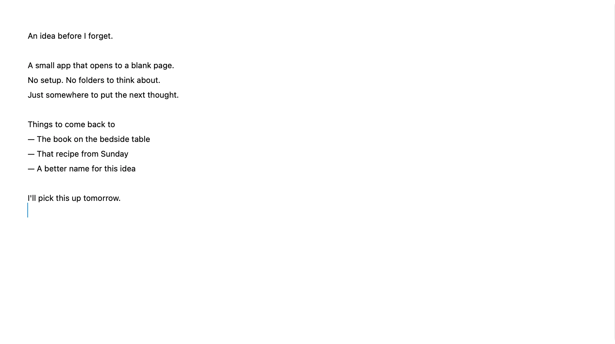 Nota in a minimal configuration with its tabs, controls, line numbers, and status bar hidden.